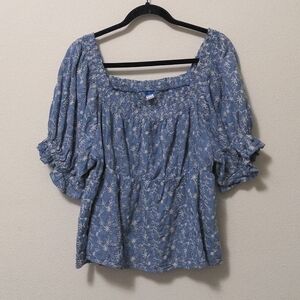 Old Navy Blue Floral Blouse